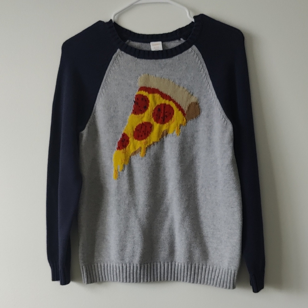 Gymboree Gray and Navy Pizza Crewneck Sweater